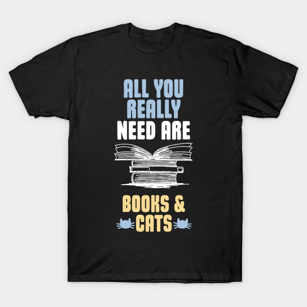 Books and Cats T-Shirt by Dojaja